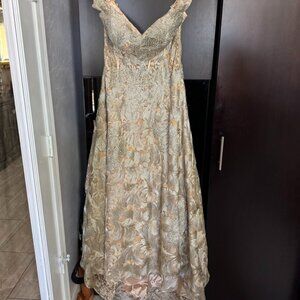 Jovani Champagne Crystal Evening Gown – Size 14 – Worn Once
